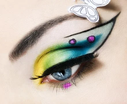 Eye close up with beautiful make-up Stock Photos