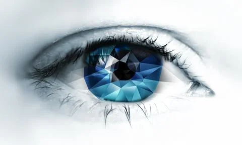 Eye close-up with polygonal triangles inside Stock Illustration