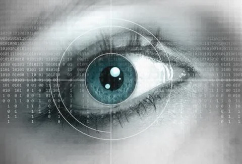 Eye close-up with technology background Stock Photos