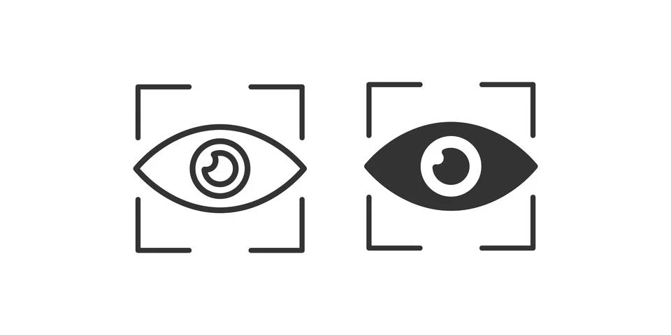 Eye close up visibility button icon. Scan eye illustration symbol. Sign app.. Stock Illustration