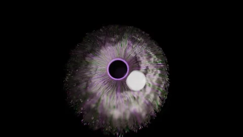 Eye Closeup Abstract Animation with Glowing Purple Fibers and White Sphere 스톡 동영상 331110134