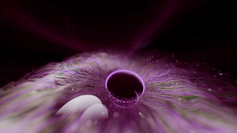 Eye Closeup with Abstract Glowing Iris in Motion Animation Stock Footage 331110121