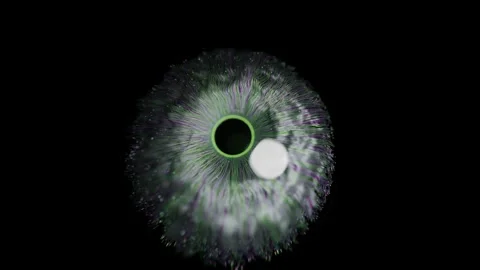 Eye Closeup Digital Animation Featuring Abstract Radiating Light Particles 库存影片 331110150