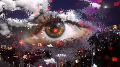 Eye in the cloud for digital computing and communication Stock Footage 186617588
