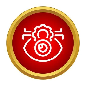 Eye with cogwheel icon representing smart vision technology Stock Illustration