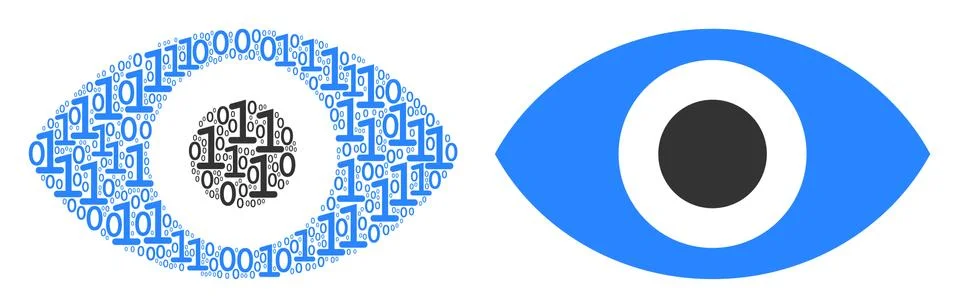 Eye Collage of Binary Digits Stock Illustration