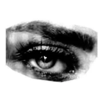 Eye collage. Design element in trendy dotted pop art style. Retro halftone ef Stock Illustration