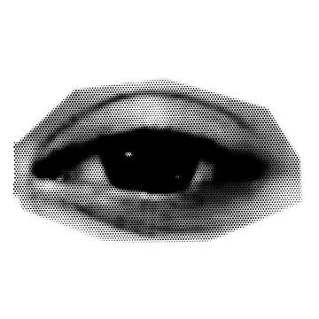 Eye collage. Design element in trendy dotted pop art style. Retro halftone .. 스톡 일러스트