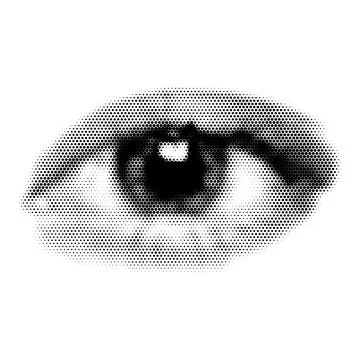 Eye collage. Design element in trendy dotted pop art style. Retro halftone Stock Illustration