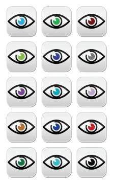 Eye colors sight icons set - vector icons set Stock Illustration