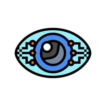 Eye contact robot sensor social robotics color icon vector illustration 스톡 일러스트