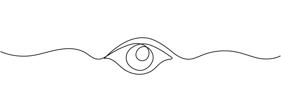 Eye continuous one line drawing. Hand drawn human eye with wave lines. Vector Stock Illustration