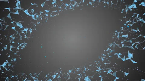 The eye of the cosmos. Blue triangles, purple dots and lines smoothly move along Stock Footage 87388908