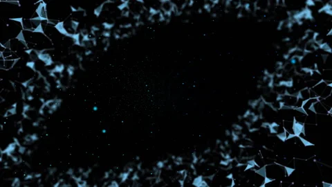 The eye of the cosmos. Blue triangles, purple dots and lines smoothly move along Video stock 87389260