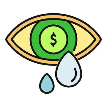 Eye crying dollar tears icon money loss 스톡 일러스트