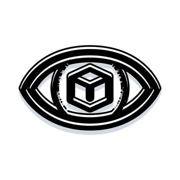 Eye with cube symbol concept of vision Illustrazione stock