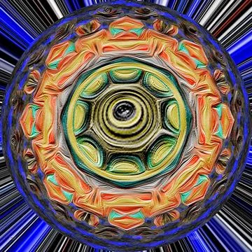 Eye of a cyclops large round mandala on a dark Stock Illustration