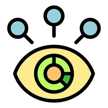 Eye with data chart and magnifying glasses, symbolizing data analysis and gai 库存插图