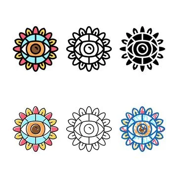 Eye designs boho color icon vector Stock Illustration
