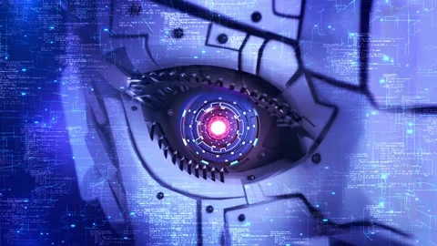 Eye with digital interface innovative futuristic high technology display Stock Footage 333969735