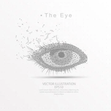 The Eye digitally drawn low poly triangle wire frame. Stock Illustration