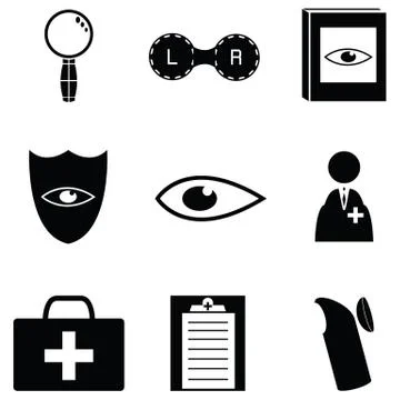 Eye doctor icon set Stock Illustration