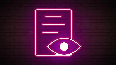 Eye document in neon effect mp4 video Stock Illustration