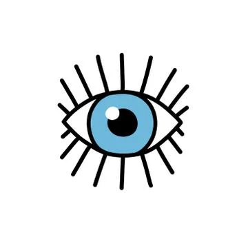 Eye doodle icon, vector color line illustration Stock Illustration