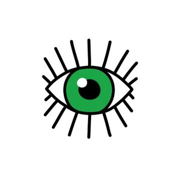 Eye doodle icon, vector color line illustration Stock Illustration