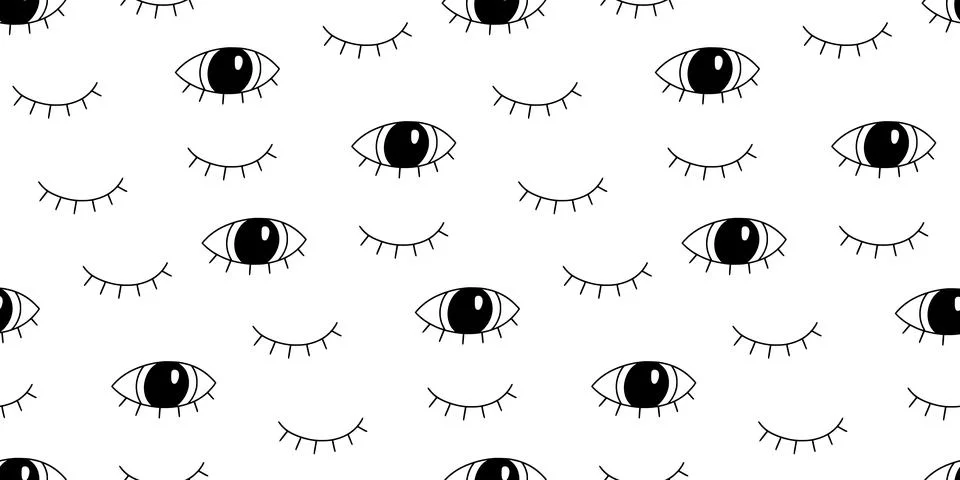 Eye doodle seamless vector pattern. Hand drawn doodle sketch simple background Illustrazione stock