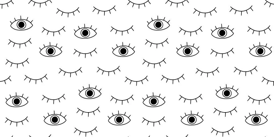 Eye doodle seamless vector pattern. Hand drawn doodle sketch simple background Illustrazione stock