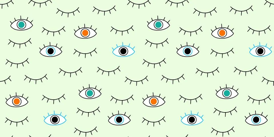 Eye doodle seamless vector pattern. Hand drawn doodle sketch simple background Illustrazione stock