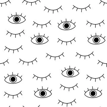Eye doodle seamless vector pattern. Hand drawn doodle sketch simple background Illustrazione stock