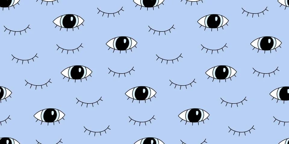 Eye doodle seamless vector pattern. Hand drawn doodle sketch simple background Illustrazione stock
