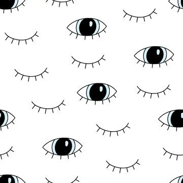 Eye doodle seamless vector pattern. Hand drawn doodle sketch simple background Illustrazione stock