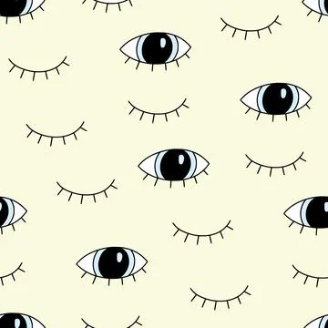 Eye doodle seamless vector pattern. Hand drawn doodle sketch simple background Illustrazione stock