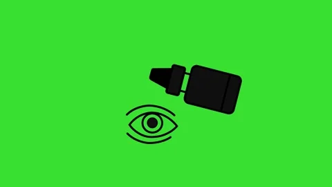 Eye Drop and Liquid Falling on Eye on green screen animation (Chroma key) Stock Footage 323496515