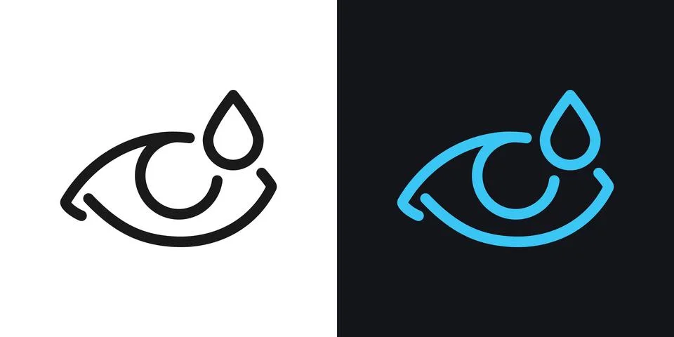 Eye drop icon showing liquid drop falling into eye. Medical symbol for opht.. Stock Illustration
