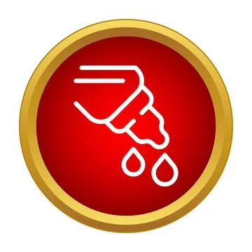 Eye dropper dripping liquid drops in red circle icon Stock Illustration