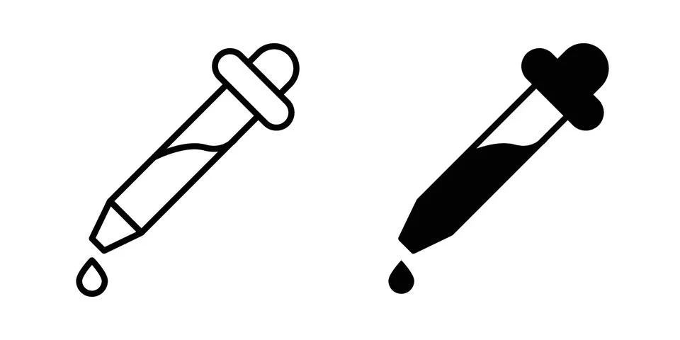 Eye dropper half icon drawing lines. Silhouette style vector bundle Ilustração Stock