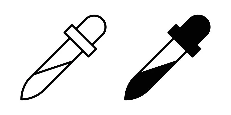 Eye dropper half icon pack with silhouette and stroke web icons Ilustração Stock