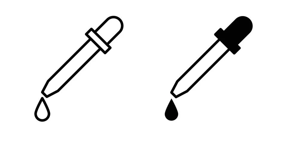 Eye dropper icon thin line and clipart style vector set Ilustração Stock