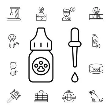 Eye dropper, pets flat vector icon in petshop pack Stock Illustration
