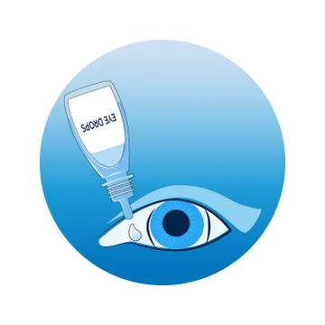 Eye drops bottle and eye icon isolated on white background, vector illustration. Stock Illustration