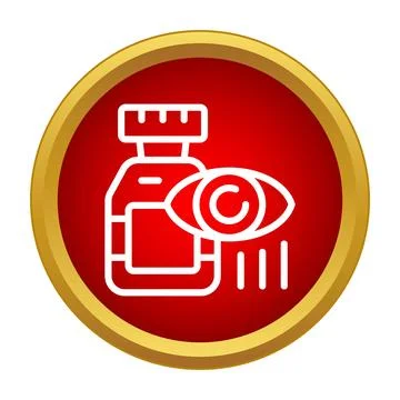 Eye drops bottle with vision icon in red circle Stock Illustration