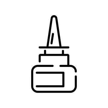 Eye drops flat icon. Nose spray pictogram for web. Line stroke. Isolated on w Stock Illustration
