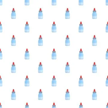Eye drops medication bottles seamless repeat pattern background Stock Illustration