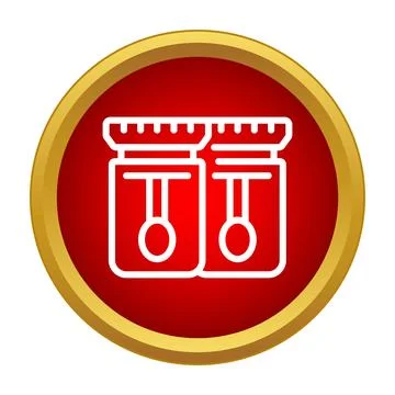 Eye drops solution bottles inside a red circle icon Stock Illustration