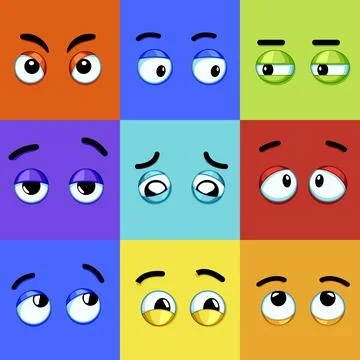Eye emotions set cartoon vector illustration Ilustración de archivo