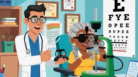Eye Exam in Clinic Setting Stock Footage 324740871